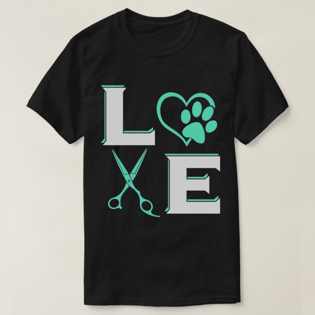 Camiseta Pet DOG Grooming Stylist Cute Groomer Gift Vet Tec (Frente do Design)