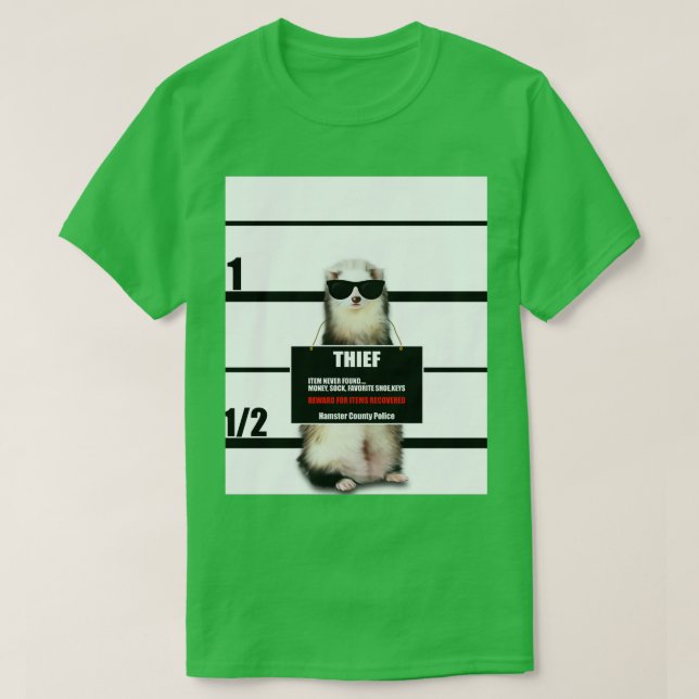 Camiseta Pet Ferret Engraçado Ladrão Mugshot Ferret Present (Frente do Design)