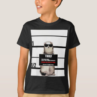 Camiseta Pet Ferret Tee Engraçado Ferret, Ladrão, Mugshot,