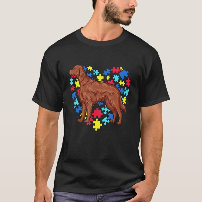 Camiseta Pet Irish Setter Autism Awarness Mês Para O Cão Mo (Frente)