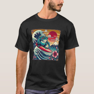 Camiseta Pet Lover Monte Fuji Sunset Japonês Wave Art Surfi