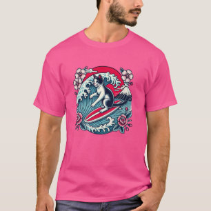 Camiseta Pet Lover Monte Fuji Sunset Japonês Wave Art Surfi