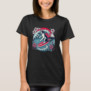 Camiseta Pet Lover Monte Fuji Sunset Japonês Wave Art Surfi