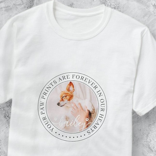 Camiseta Pet Memorial Paw Imprime Foto Chic Elegante Para C (Criador carregado)