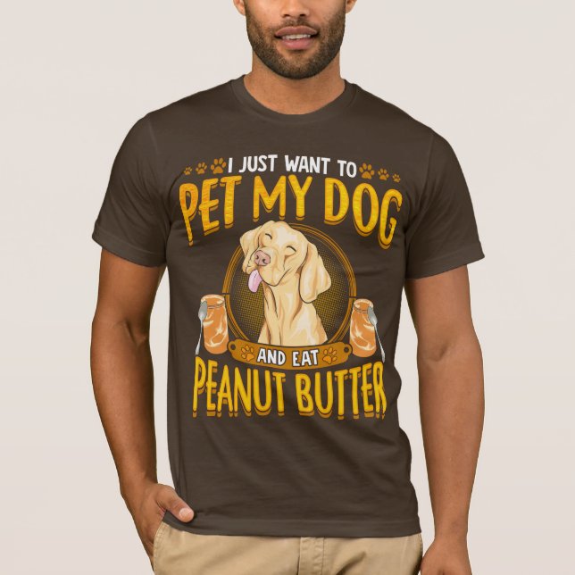 Camiseta Pet meu cão comem a manteiga de amendoim (Frente)