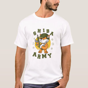 Camiseta Pet Militares Shiba Exército de Cachorros Invadido