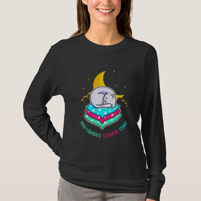 Camiseta Pet Moon Night Sleeping Napping Gato Animal Dormen (Frente)