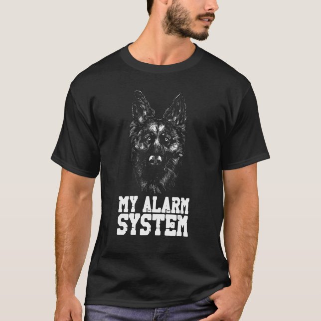 Camiseta Pet My Alarm System German shepherd Cog (Frente)