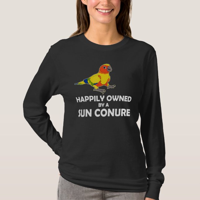 Camiseta Pet Parrot Owner Sun Conure Felizmente (Frente)