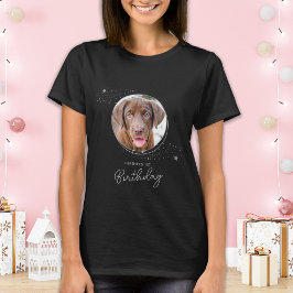 Camiseta Pet Photo Silver Stars Dog Aniversário Personaliza