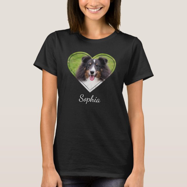 Camiseta Pet Photo Template Em Forma De Coração Com Texto P (Frente)