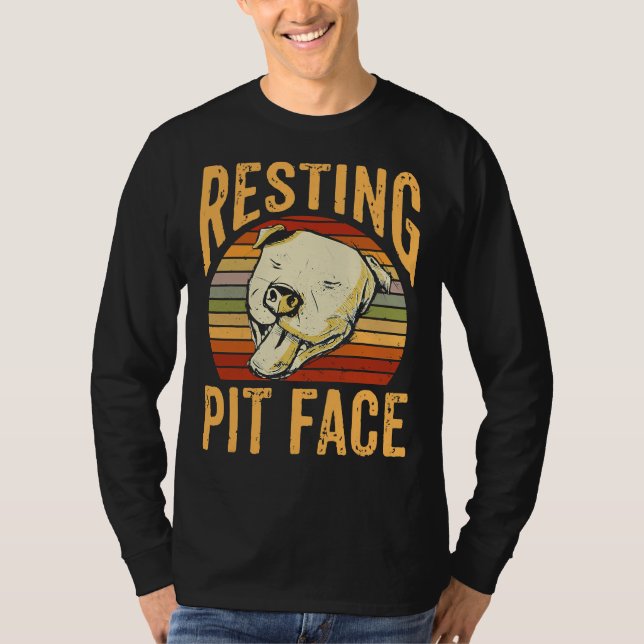 Camiseta Pet Retro Resting Face Pitbull Cachorro Pet (Frente)