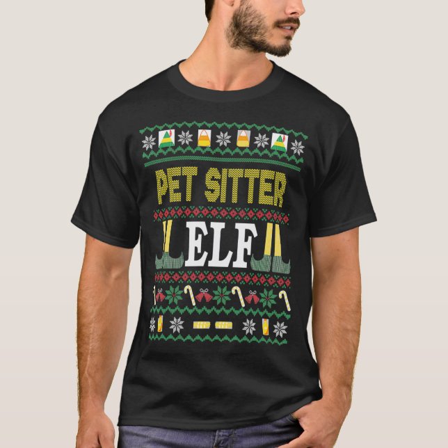 Camiseta Pet-sitter Elf Engraçado Presente de Natal T-Shirt (Frente)