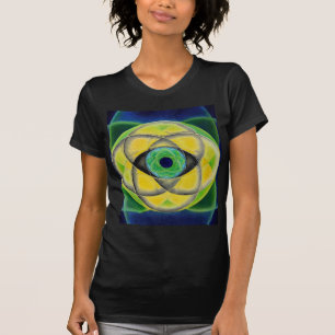 Camiseta Pétalas do verde azul do olho por Lynda Vugler