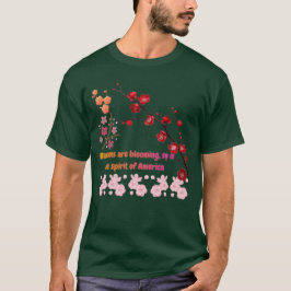 Camiseta Pétalas em harmonia rosa floresta verde