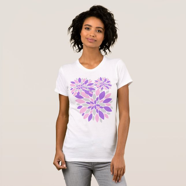 Camiseta Pétalas Mágicas Flores Roxas (Frente Completa)