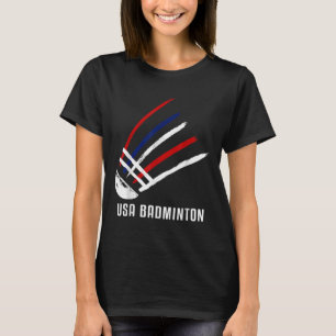 Camiseta Peteca de Badminton Usa Vermelho Branco Azul