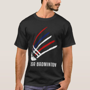 Camiseta Peteca de Badminton Vermelha Branca Azul EUA