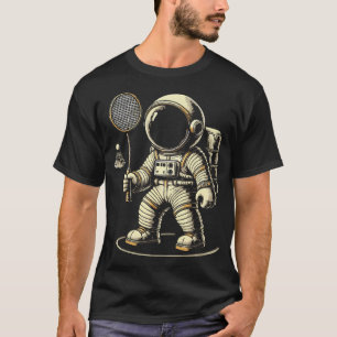 Camiseta Peteca de Jogador de Badminton Astronauta