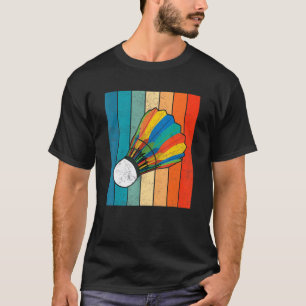 Camiseta Peteca Vintage Retro Pôr do Sol Engraçado Badminto