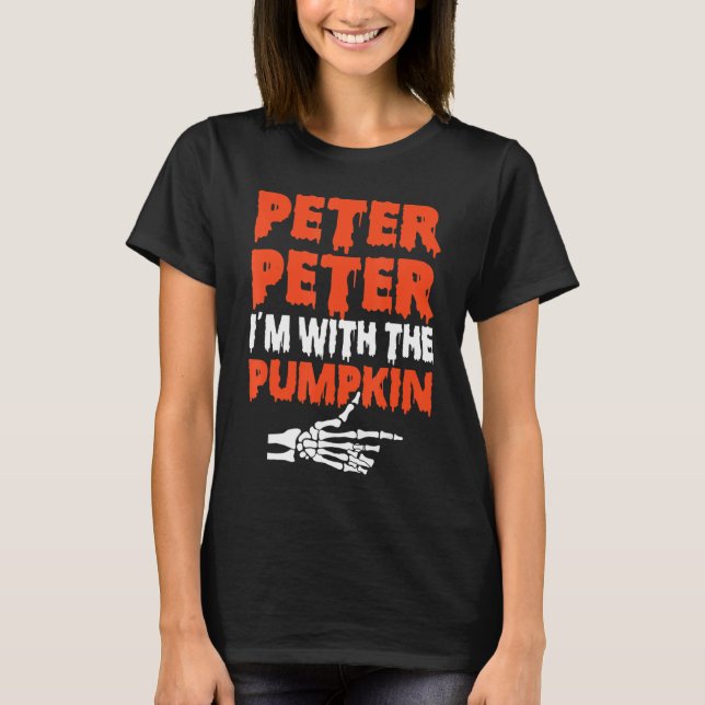 Camiseta Peter I'm with the Pumpkin Halloween Costume Coupl (Frente)