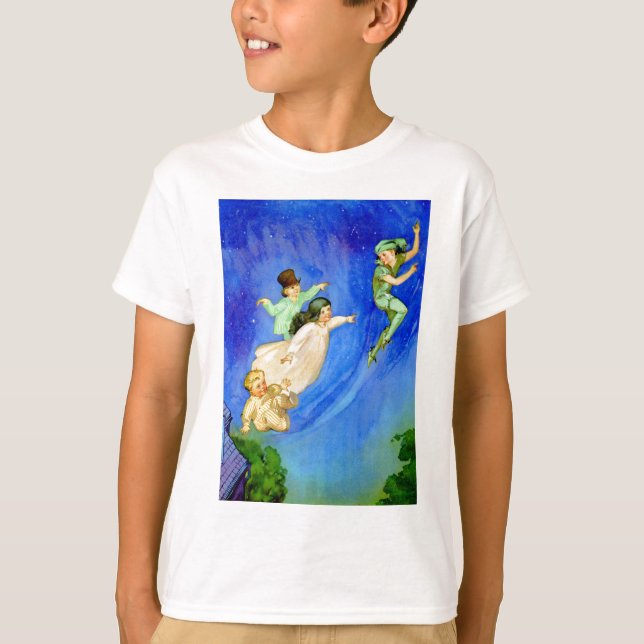 CAMISETA PETER PAN, WENDY, JOHN E MICHAEL VÃO EMBORA. (Frente)