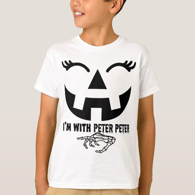 Camiseta Peter Pumpkin comeu fantasia de Casal de Dia das B (Frente)