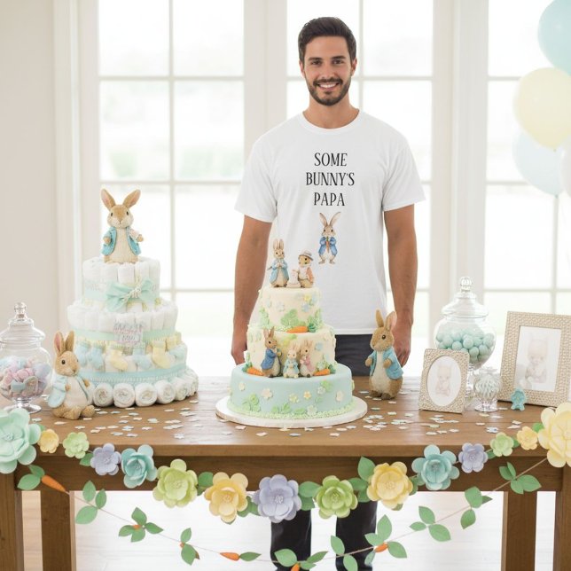 Camiseta Peter Rabbit Chá de fraldas algum Pai de Papa coel (Criador carregado)