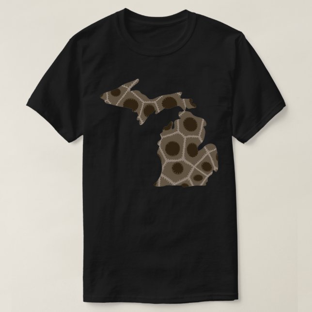 Camiseta Petoskey Stone Cutout do Estado do Michigan (Frente do Design)