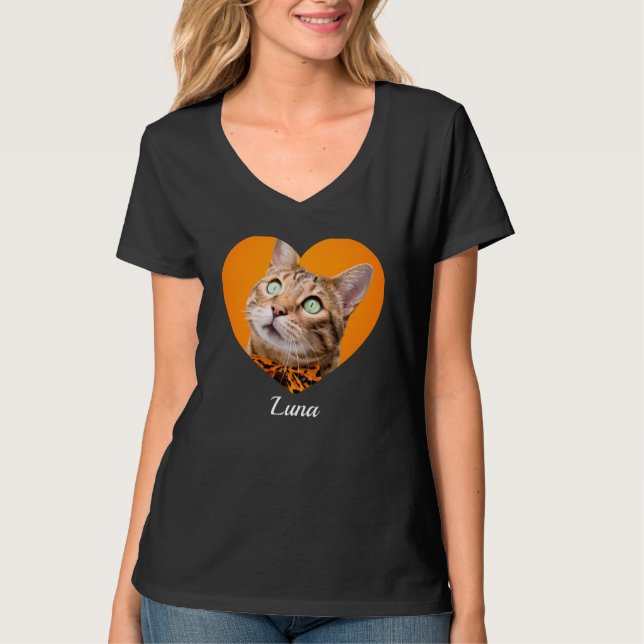 Camiseta Pet's Cute Modern Typography Name and heart Photo (Frente)