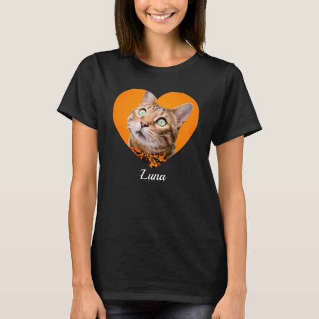 Camiseta Pet's Cute Modern Typography Name and heart Photo (Frente)