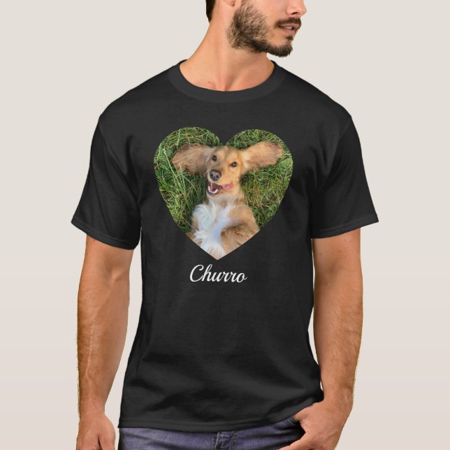 Camiseta Pet's Cute Modern Typography Name and heart Photo (Frente)