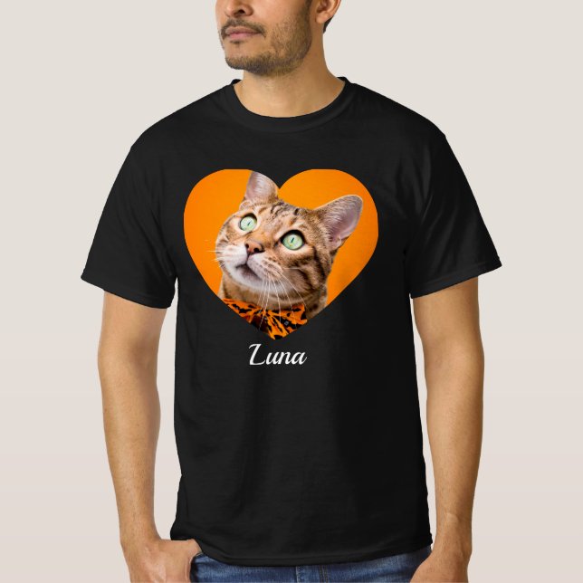 Camiseta Pet's Cute Modern Typography Name and heart Photo (Frente)