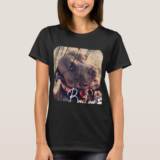 Camiseta Pets Modern Simple Cool Nge Name And Photo T Shirt (Frente)