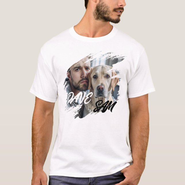 Camiseta Pet's Simple Modern Cool Typography Name and Photo (Frente)