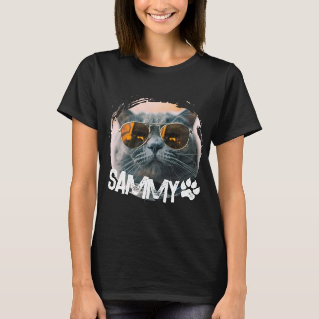 Camiseta Pets Simple Modern Nge Cool Name And Photo T Shirt (Frente)