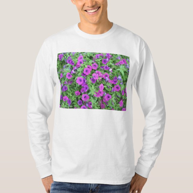 Camiseta Petunias Roxas, Camiseiros de Capa Longa (Frente)