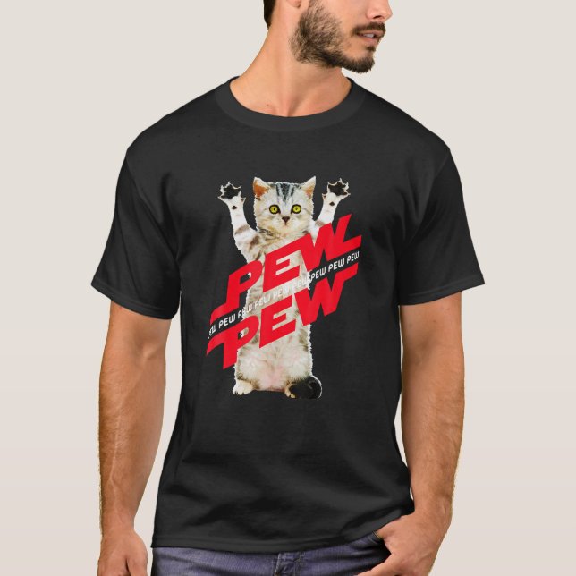 Camiseta Pew Fi Cat Gamer Noise Para Homens Mulheres (Frente)
