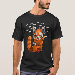 Camiseta Pew Gamer Red Pand PewPewPew Vídeo Jogo Página Ver