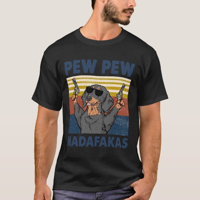Camiseta Pew Pew Madafakas Engraçado Engraçado Cachorro Est (Frente)