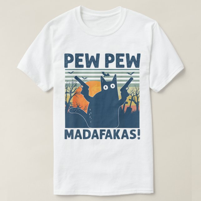 Camiseta Pew Pew Madafakas Funny Cat (Frente do Design)