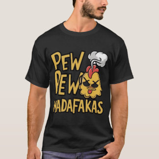 Camiseta Pew Pew Madafakas Rooster Louco Vintage Roo Engraç