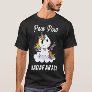 Camiseta Pew Pew Madafakas Unicorn com Pistols Fantasy Pul