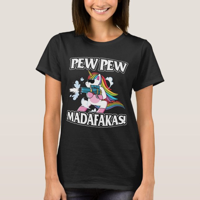 Camiseta Pew Pew Madafakas Unicorn Lover Gifts (Frente)