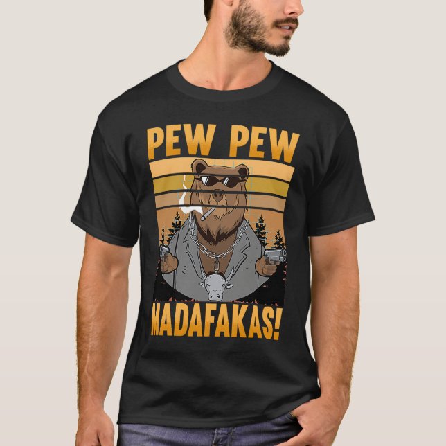 Camiseta Pew Pew Madafakas Urso Urso Louco (Frente)