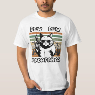 Camiseta Pew Pew Madafakas Vintage Engraçado Camisa-Gato