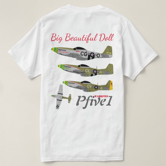 Camiseta Pfive1 P-51 "boneca bonita grande 55th " (Verso do Design)
