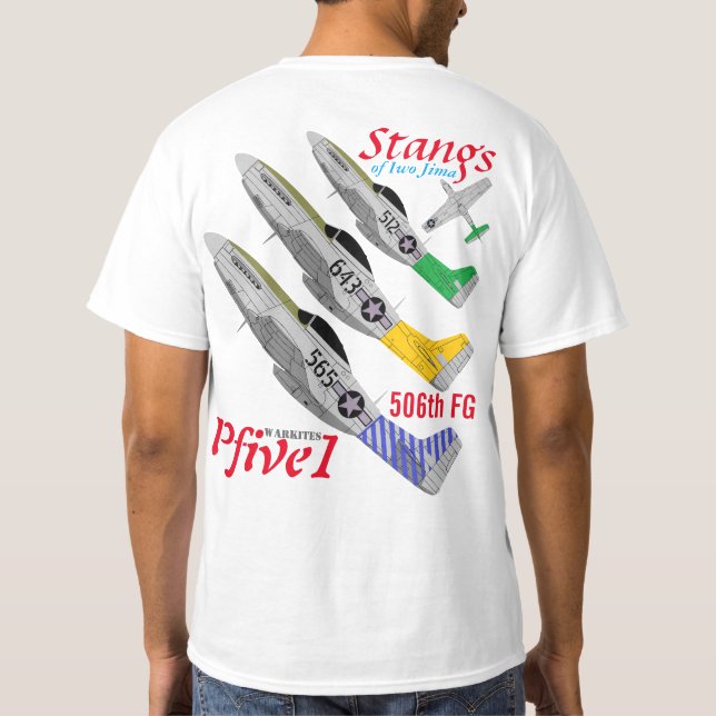 Camiseta Pfive1 Stangs de Iwo Jima 506th FG (Verso)