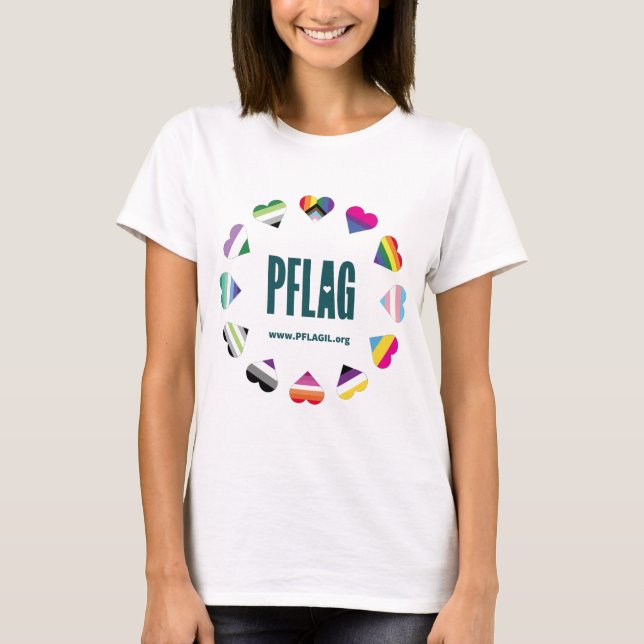 Camiseta PFLAG no Círculo 12 Cardíacos para camisa (Frente)