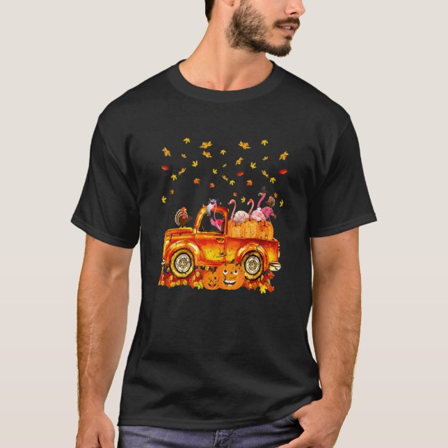 Camiseta Ph, Ação De Graças, Pilgrim Hat Flamingo, Com A Tu (Frente)
